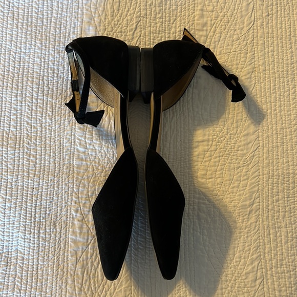 Talbots ‘Edison’ black suede ankle strap flats with bows - Picture 5 of 14